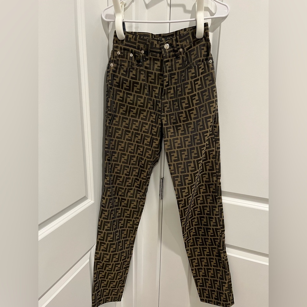 FENDI 1990-2000s Zucca-pattern tapered trousers